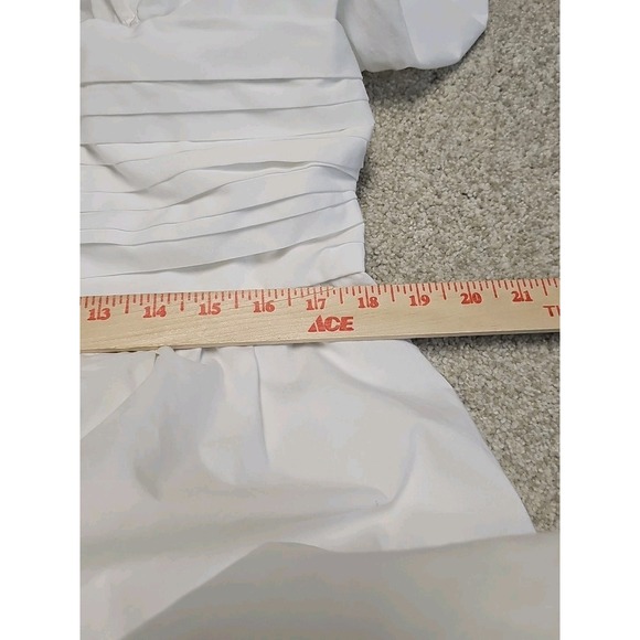 Abercrombie & Fitch Dress Sz XLP White Emerson Babydoll Poplin Puff Sleeve Mini - Picture 8 of 11